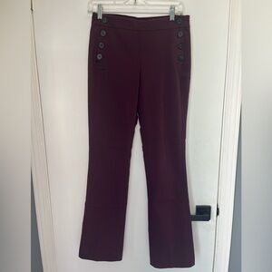 Express Burgundy Boot Cut Pants with Decorative Buttons